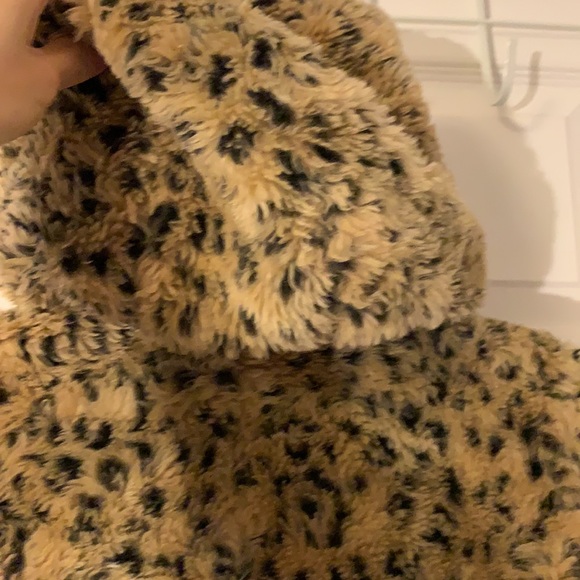 Zara trf leopard animal  fur hooded jacket size xs - Picture 7 of 9